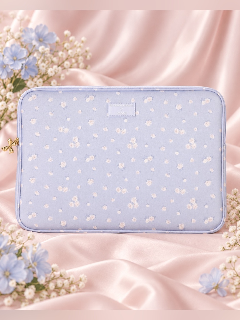 NWT LoveShackFancy x Target Yoobi Blue Floral 15” Laptop Sleeve Whisper Blue